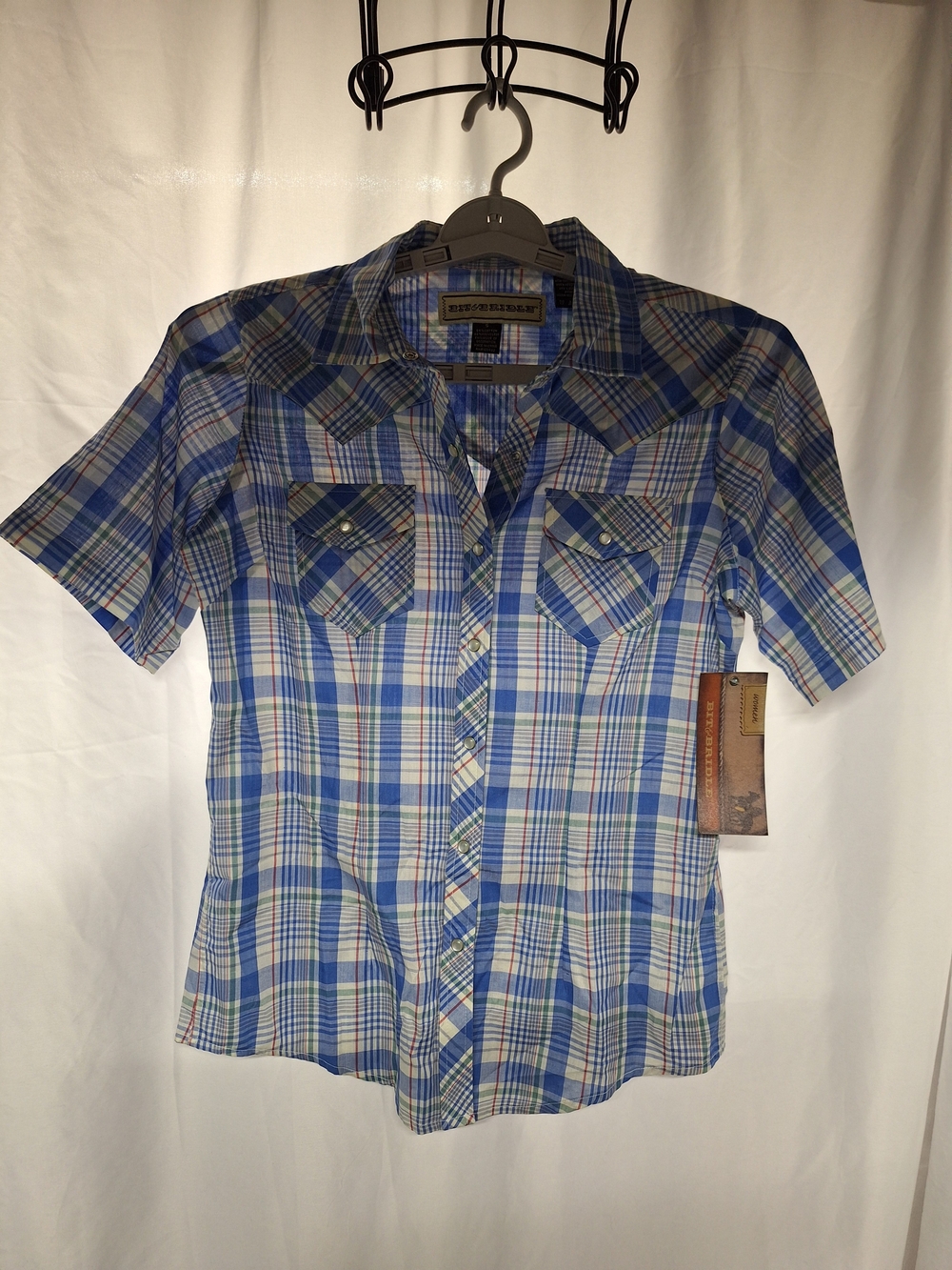 Bit & Bridle Blue Plaid Short-Sleeve Snap-Button Shirt